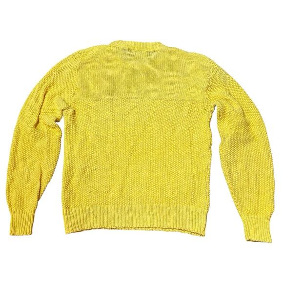 VINTAGE Boathouse Row Men's Medium Bright Yellow Knit Crew Neck Sweater USA MADE - Picture 2 of 4